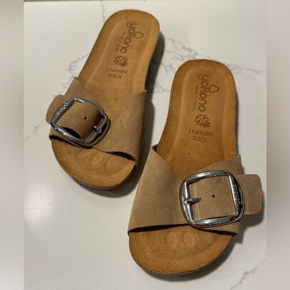 Yokono Tan Suede Buckle Sandals - Picture 7 of 9